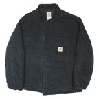 CARHARTT Mens Black Workwear Jacket XL Cotton Blend Canvas Zip Pocket Detail