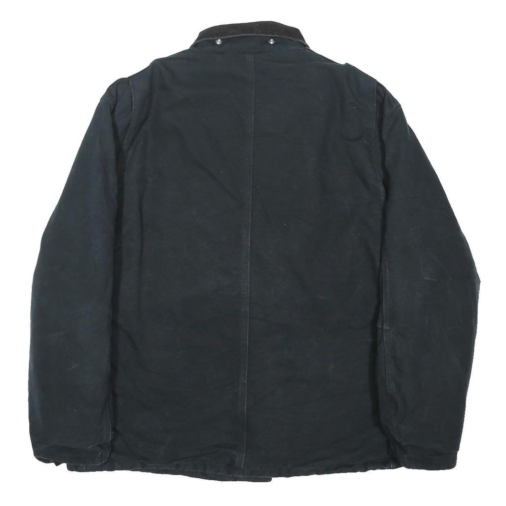 CARHARTT Mens Black Workwear Jacket XL Cotton Blend Canvas Zip Pocket Detail