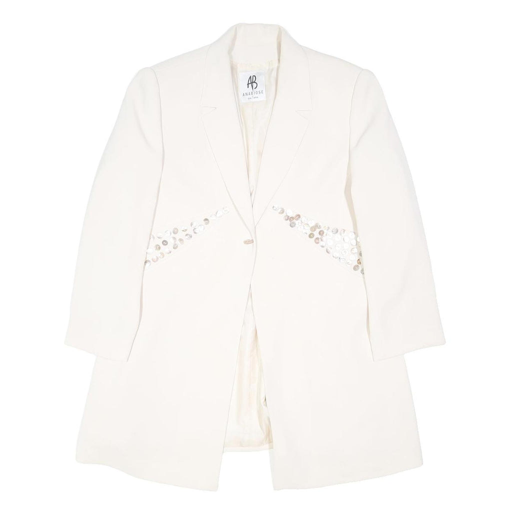 OH ! ANA Womens White Blazer L Polyester Blend Woven Buttoned Tailored Jacket