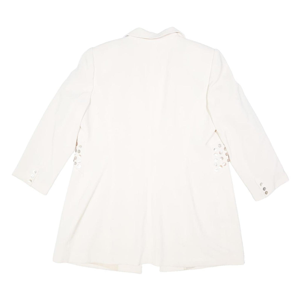 OH ! ANA Womens White Blazer L Polyester Blend Woven Buttoned Tailored Jacket