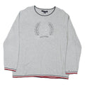 TOMMY HILFIGER Womens Grey Logo Pattern Crew Neck Basic Knit 2XL Cotton Blend