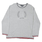 TOMMY HILFIGER Womens Grey Logo Pattern Crew Neck Basic Knit 2XL Cotton Blend