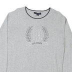 TOMMY HILFIGER Womens Grey Logo Pattern Crew Neck Basic Knit 2XL Cotton Blend