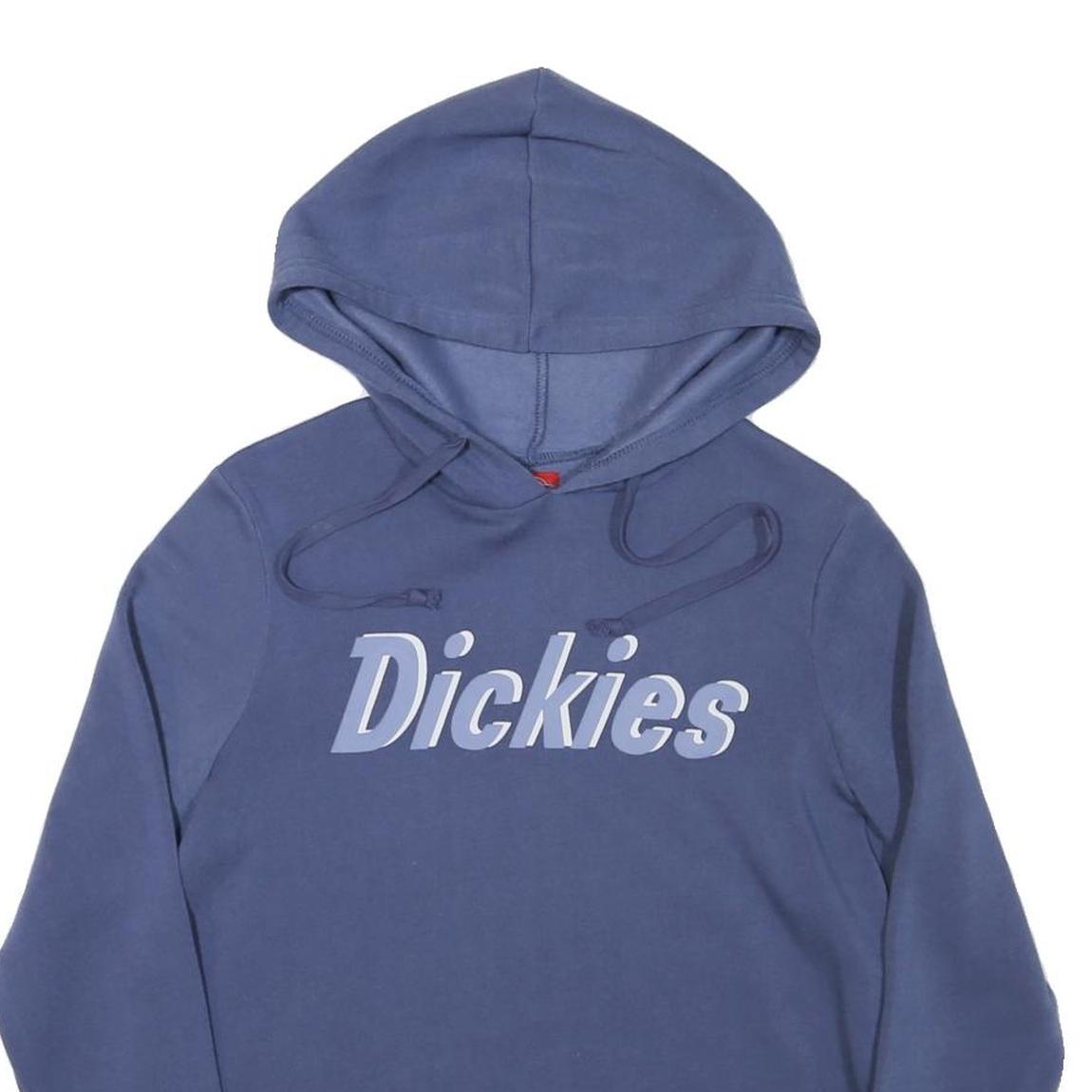 DICKIES Womens Blue Hoodie M Classic Logo Pullover Sweatshirt Drawstring Hood