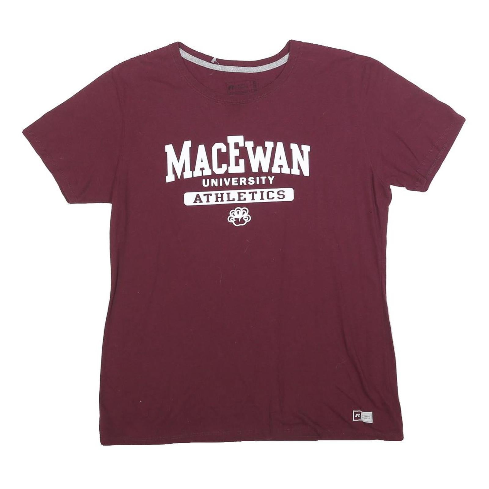 RUSSELL ATHLETIC Womens Maroon MacEwan University Athletics Graphic T-Shirt XL