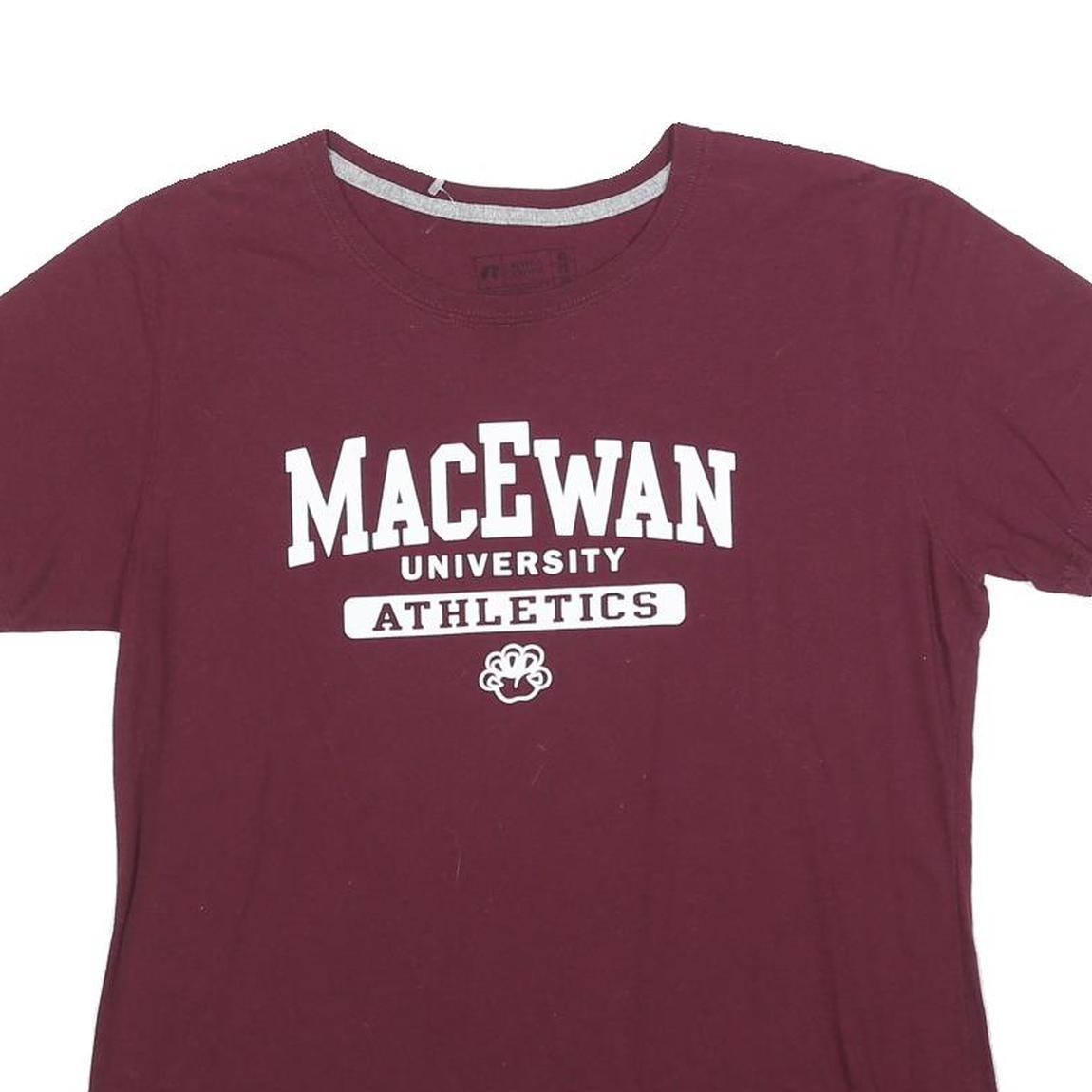 RUSSELL ATHLETIC Womens Maroon MacEwan University Athletics Graphic T-Shirt XL