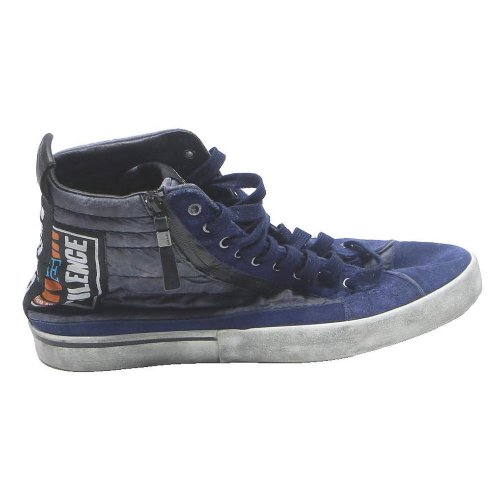 DIESEL Mens High Top Trainers Suede Blue Grey UK 9.5 Casual Street Style