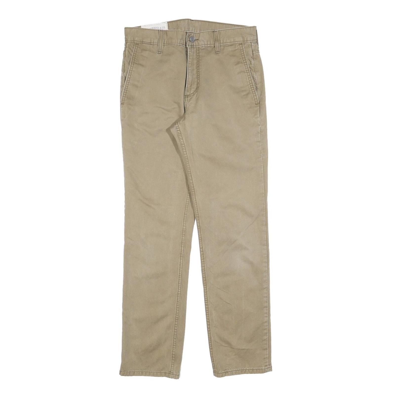 LEVI'S Mens Cotton Blend Beige Slim Straight Trousers W29 L30 Casual Wear