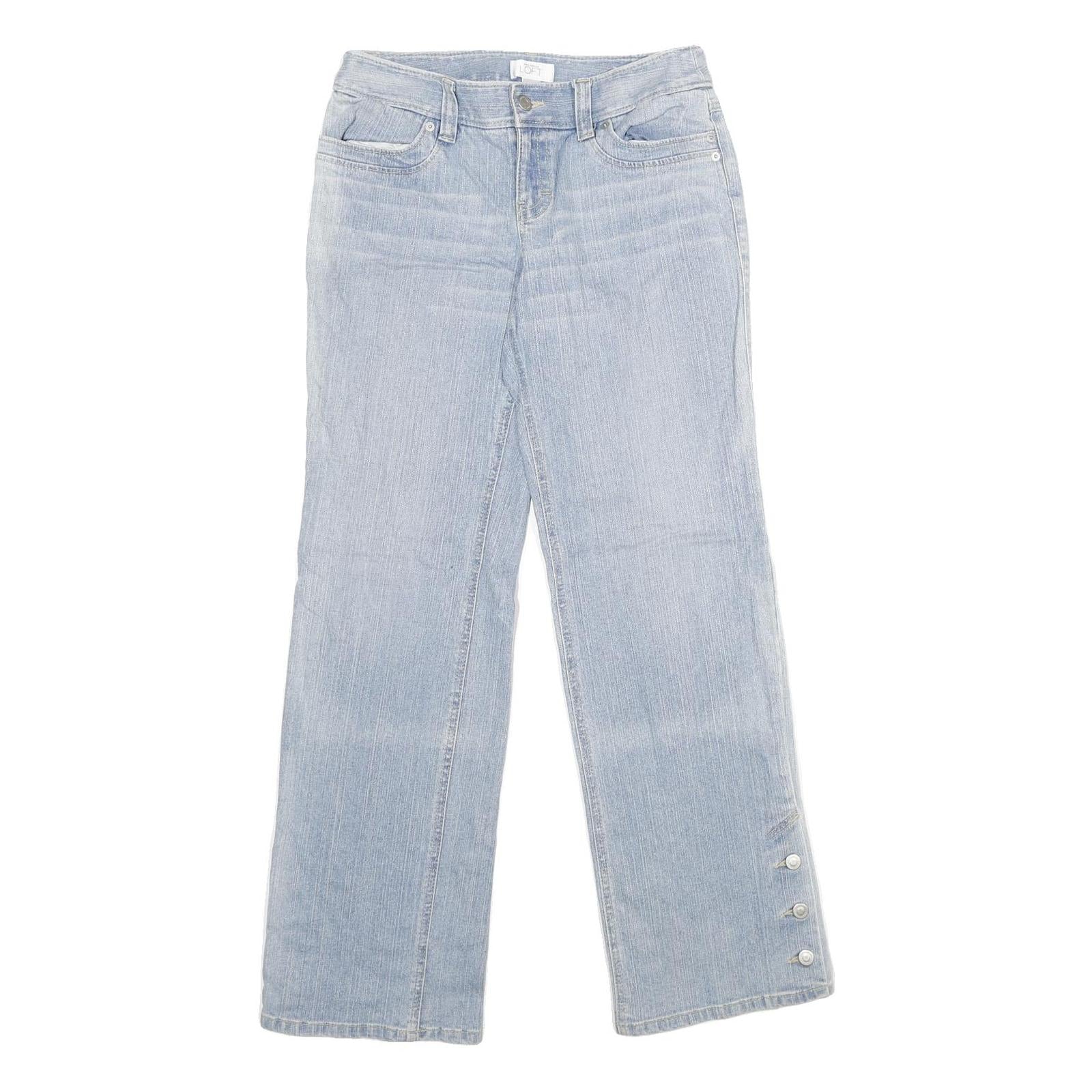 ANN TAYLOR Womens Jeans Blue Regular Straight Denim Light W30 L30 Button Detail