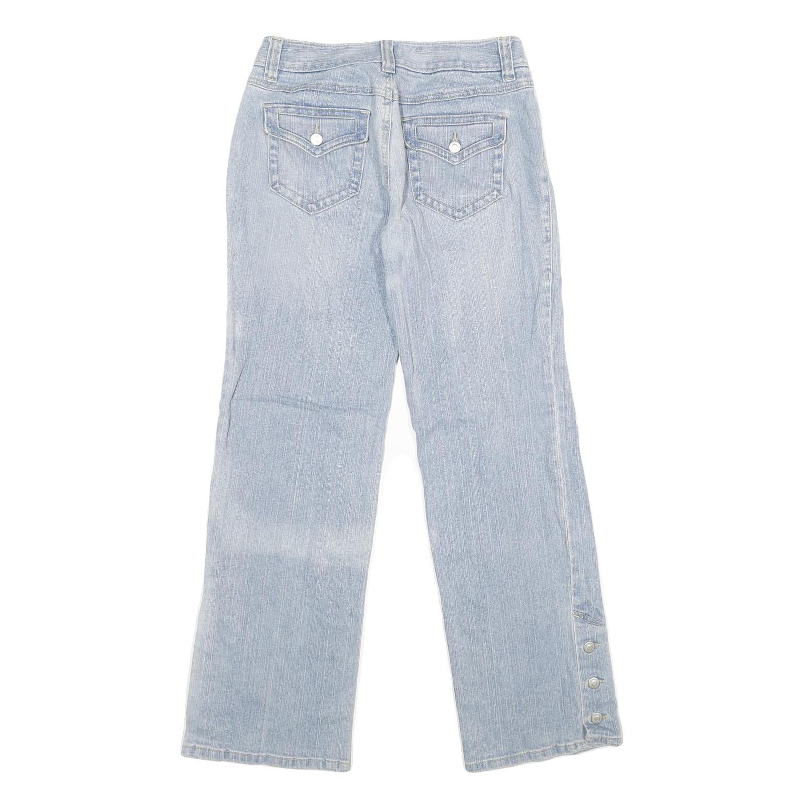 ANN TAYLOR Womens Jeans Blue Regular Straight Denim Light W30 L30 Button Detail