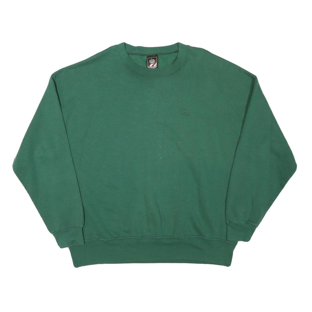 USA Mens Green Crew Neck XL Cotton Blend Sweatshirt Pullover Casual