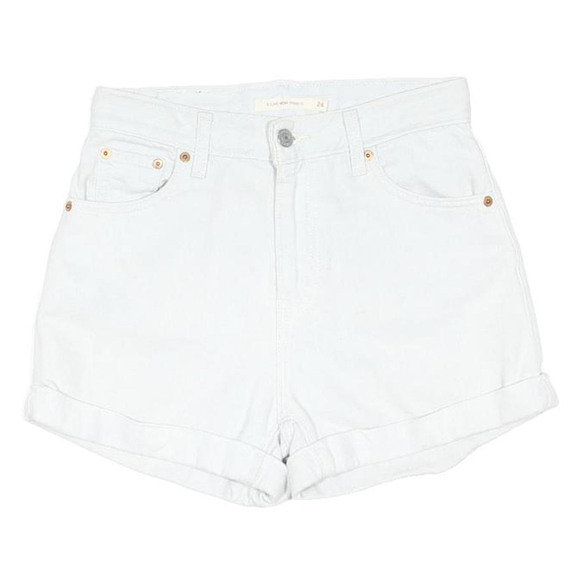 LEVI'S Womens Shorts White XS W25 Classic Cotton Blend Casual Cuffed