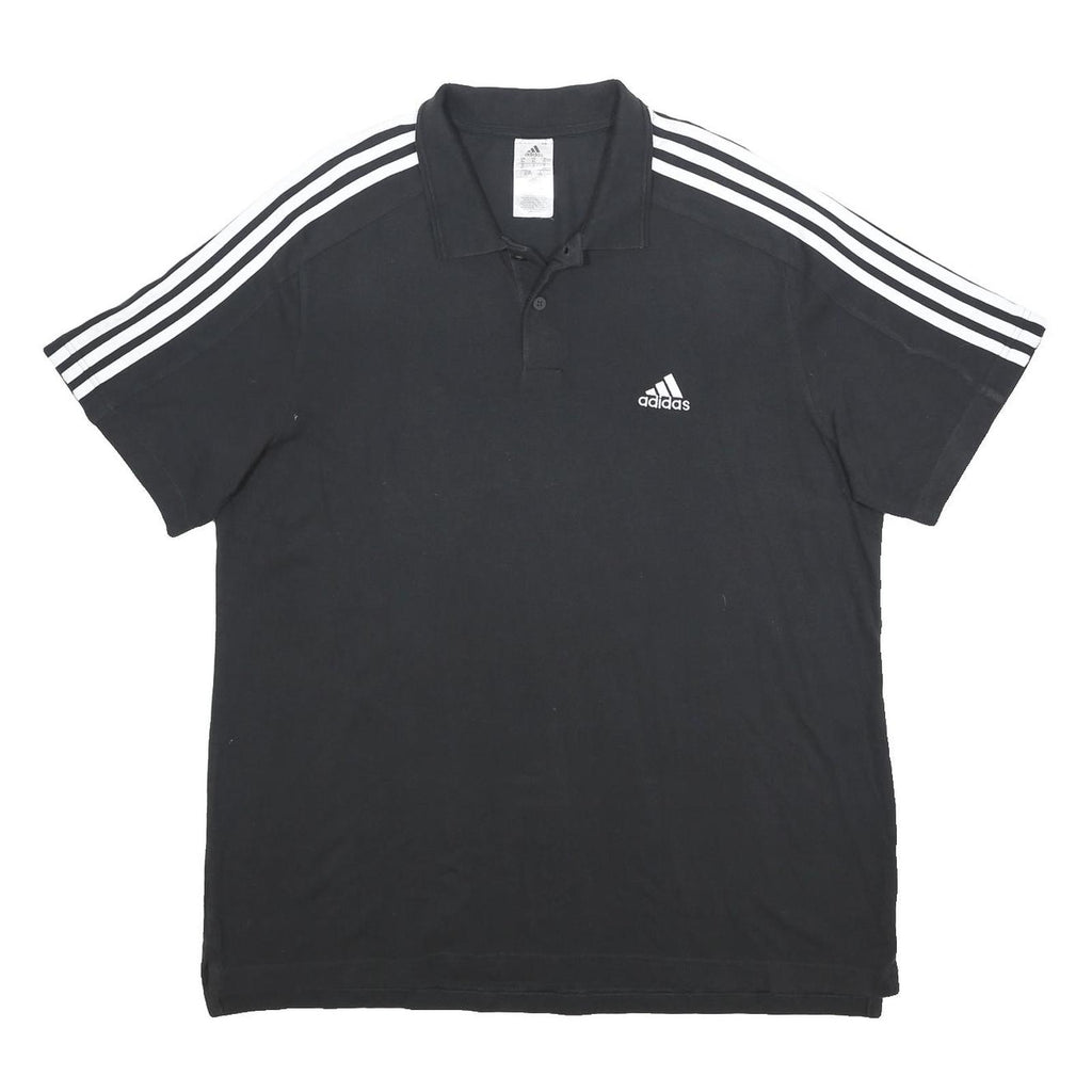 ADIDAS Mens Black & White Cotton Short Sleeve Polo Shirt XL Sports Casual
