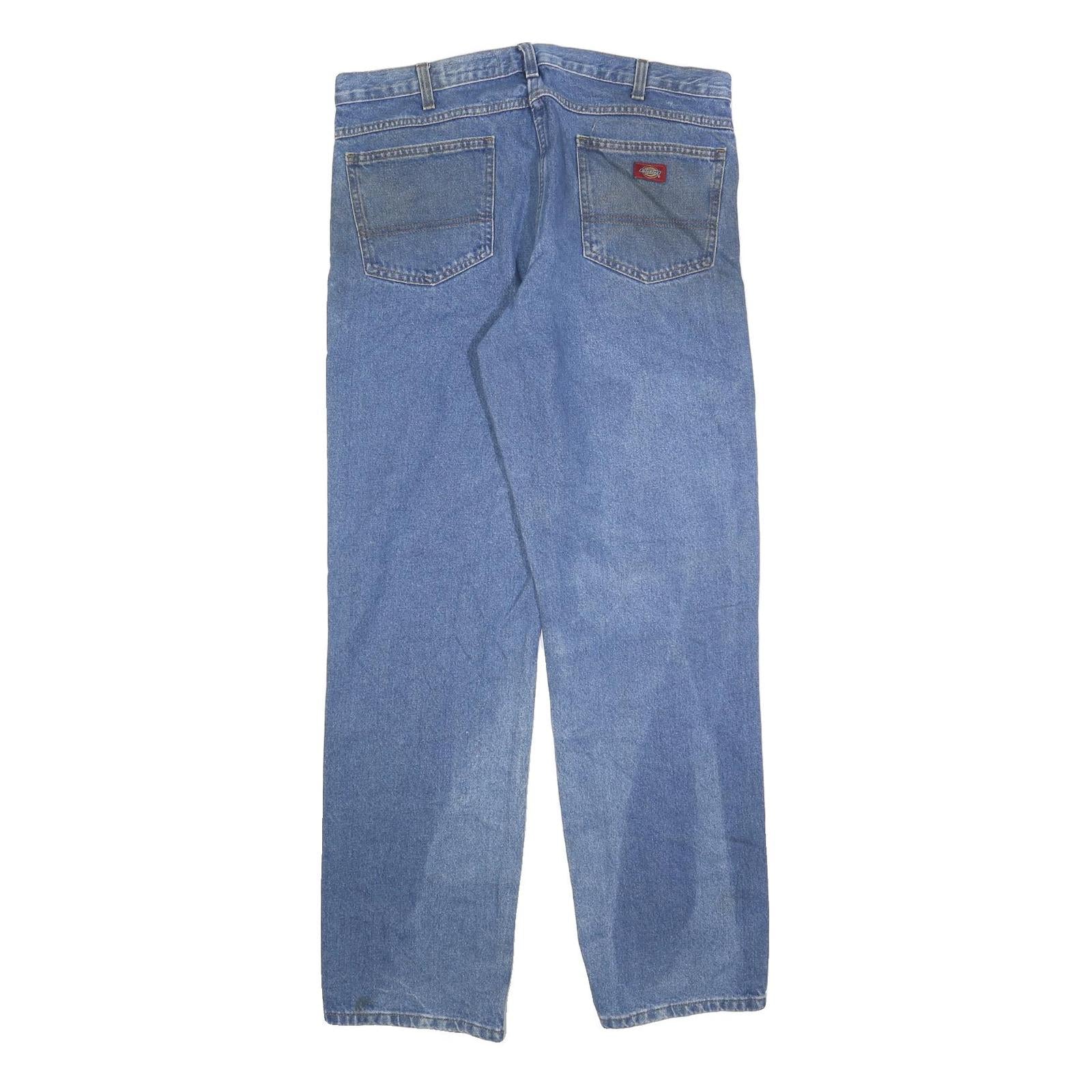 DICKIES Mens Relaxed Fit Blue Denim Jeans W36 L34 Zip Casual Workwear