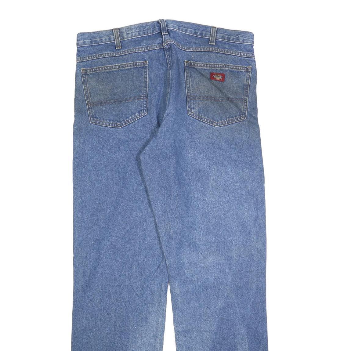 DICKIES Mens Relaxed Fit Blue Denim Jeans W36 L34 Zip Casual Workwear