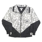 LAVON Womens Black & White Printed Zip Jacket M Polyester Lightweight Casual