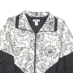 LAVON Womens Black & White Printed Zip Jacket M Polyester Lightweight Casual