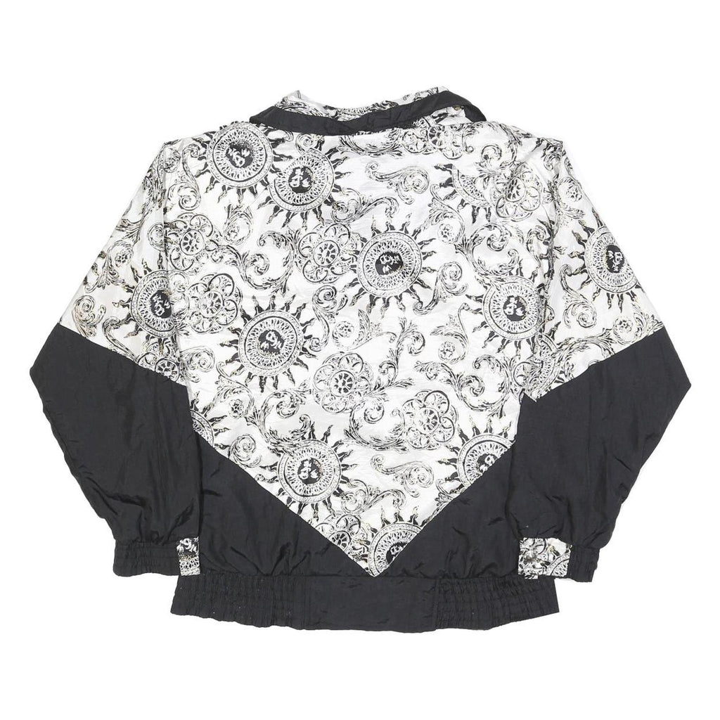 LAVON Womens Black & White Printed Zip Jacket M Polyester Lightweight Casual
