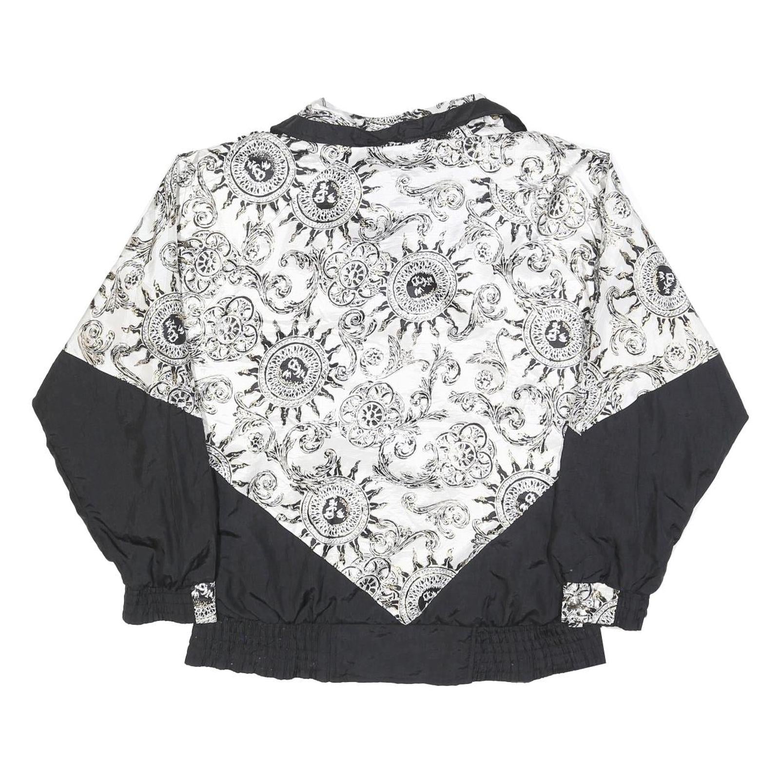 LAVON Womens Black & White Printed Zip Jacket M Polyester Lightweight Casual