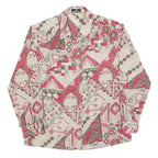 PARK LANE Womens Pink & Green Patchwork Print Shirt L Vintage Patterned Button