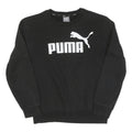 PUMA Womens Black Cotton Crew Neck Sweatshirt S Logo Print Casual Pullover