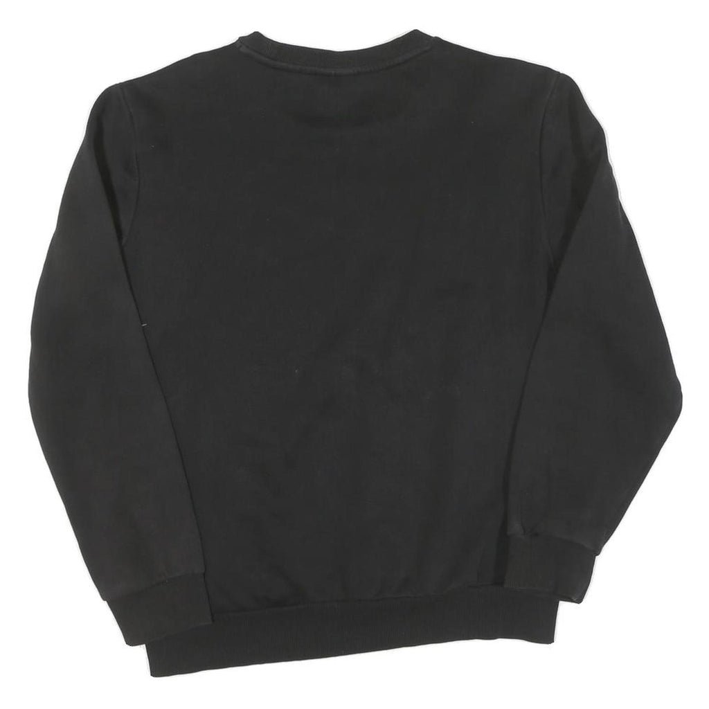 PUMA Womens Black Cotton Crew Neck Sweatshirt S Logo Print Casual Pullover