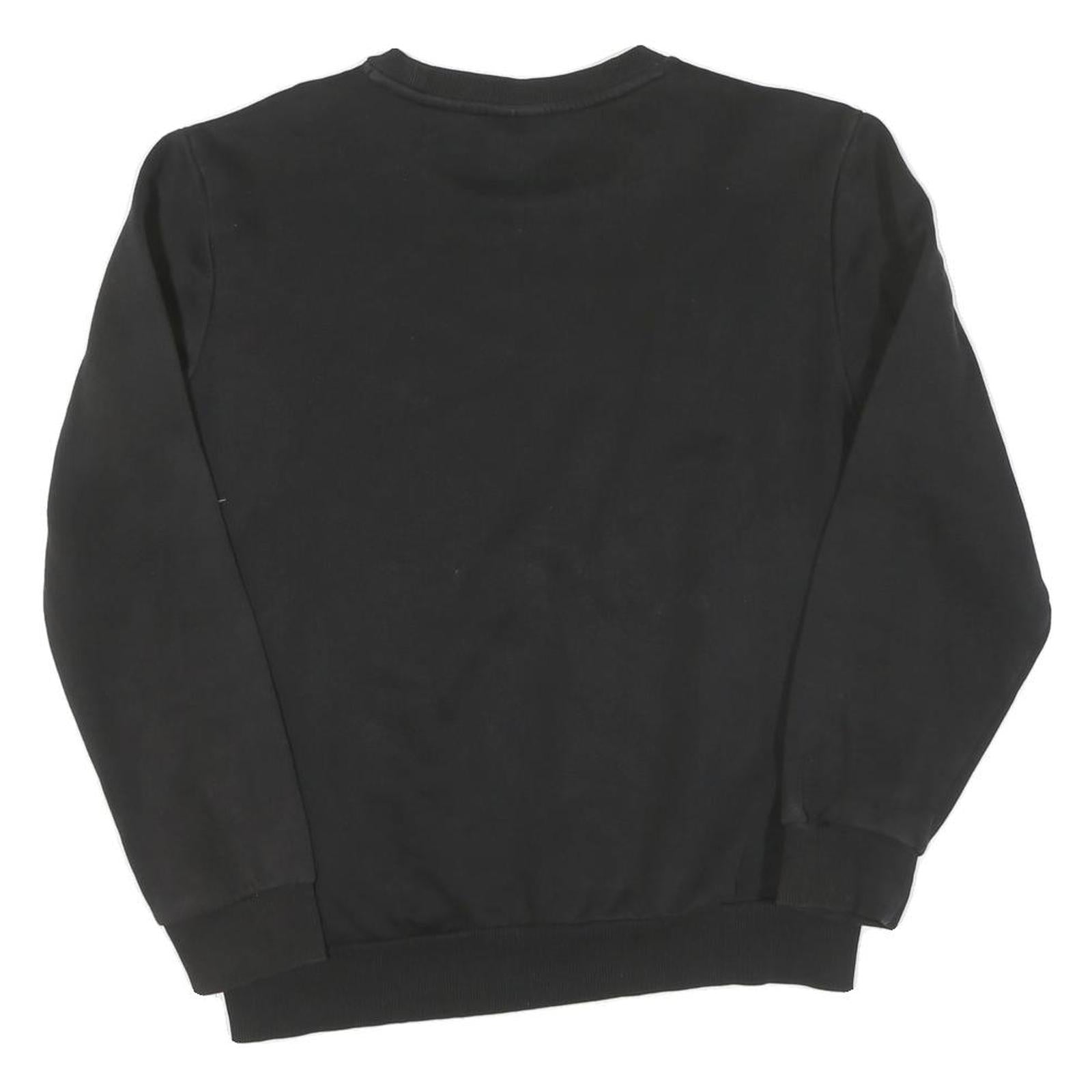 PUMA Womens Black Cotton Crew Neck Sweatshirt S Logo Print Casual Pullover