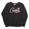 CHAMPION Womens Black Sweatshirt S Crew Neck Cotton Pullover Athletic Print