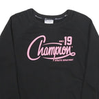 CHAMPION Womens Black Sweatshirt S Crew Neck Cotton Pullover Athletic Print