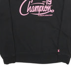CHAMPION Womens Black Sweatshirt S Crew Neck Cotton Pullover Athletic Print