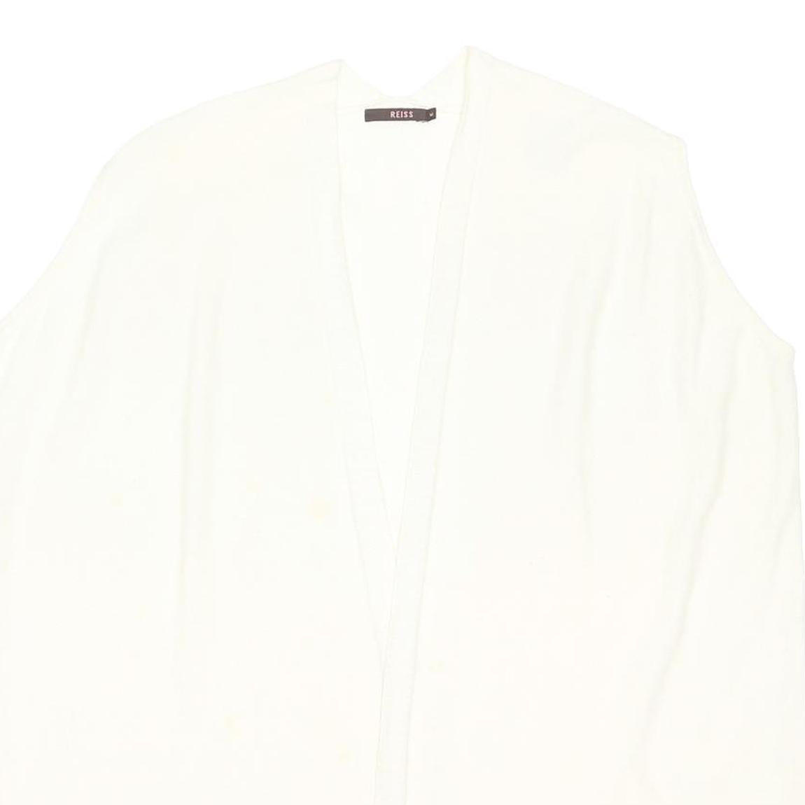 REISS Womens White Plain Wool Jumper V Neck Regular M Soft Comfortable Stylish