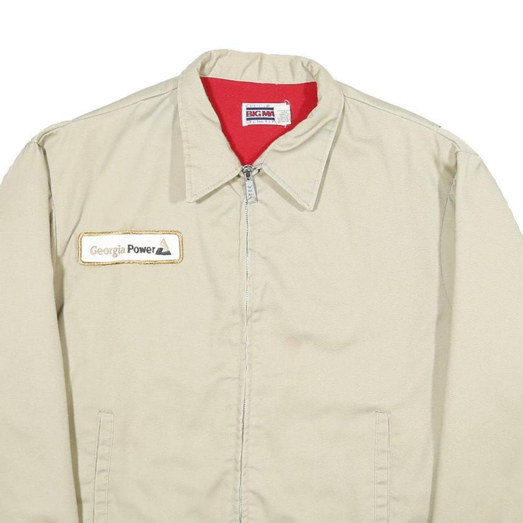 BIG MAC Mens Beige Workwear Jacket L Polyester Blend Zip Plain Durable