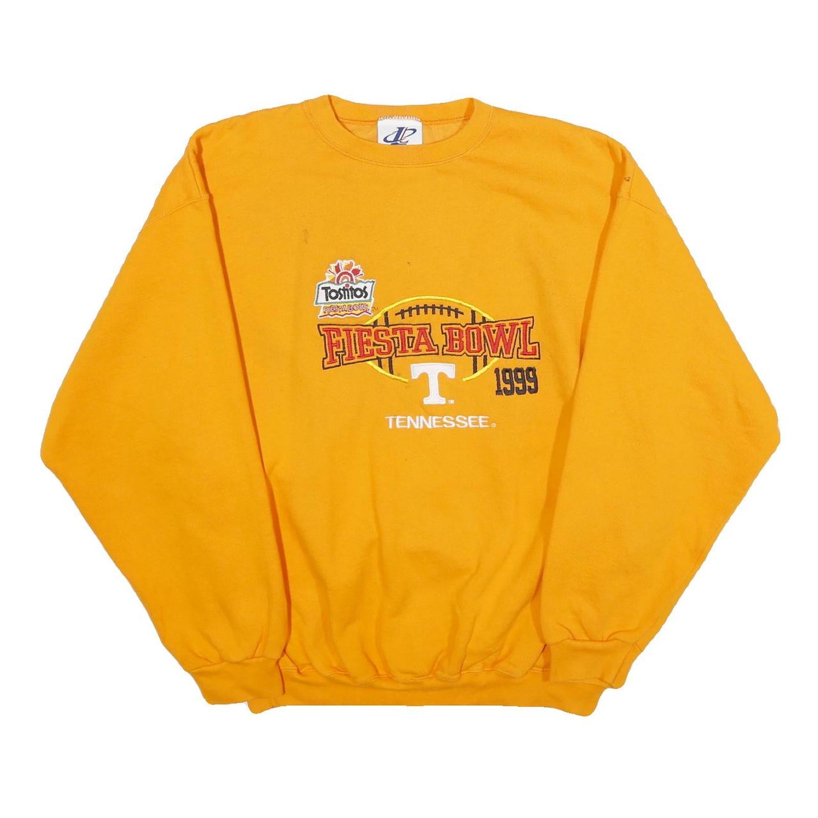 LOGO ATHLETIC Mens Yellow Fiesta Bowl Tennessee 1999 Crew Neck L Retro