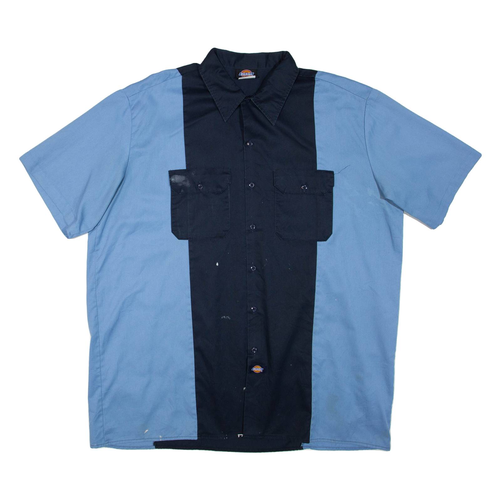 DICKIES Mens Plain Shirt Blue Colourblock 2XL