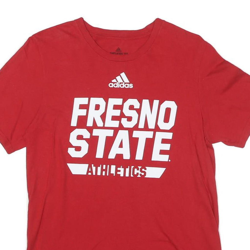 ADIDAS Mens Red Fresno State Athletics Graphic T-Shirt S Short Sleeve Crew Neck