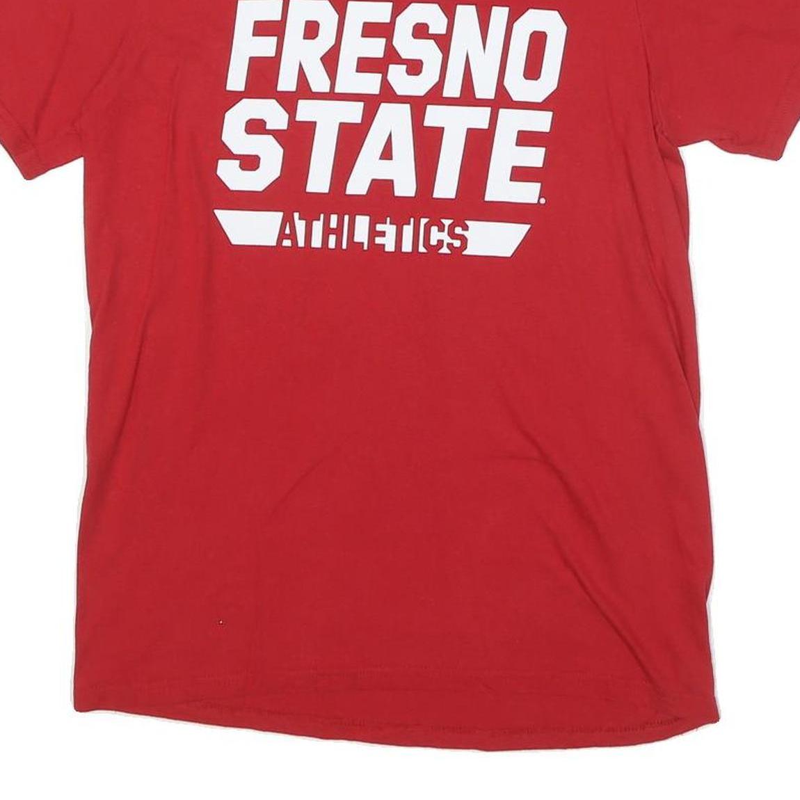 ADIDAS Mens Red Fresno State Athletics Graphic T-Shirt S Short Sleeve Crew Neck