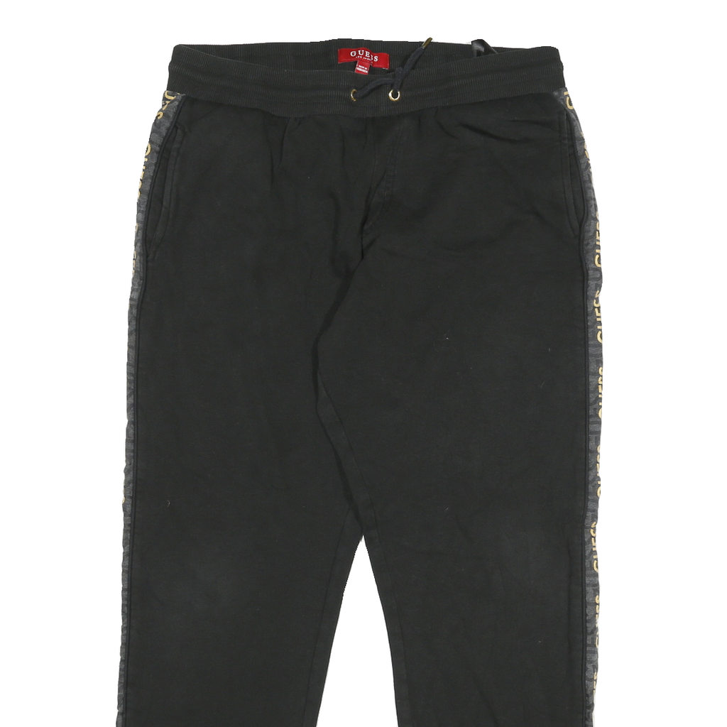 GUESS Mens Joggers Black Stripe Logo Tape Slim Tapered M W32 L29