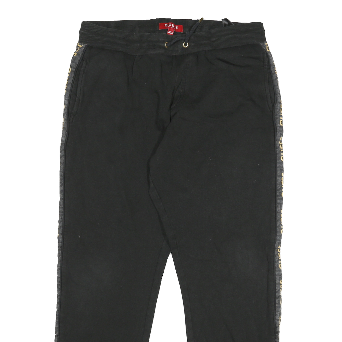 GUESS Mens Joggers Black Stripe Logo Tape Slim Tapered M W32 L29