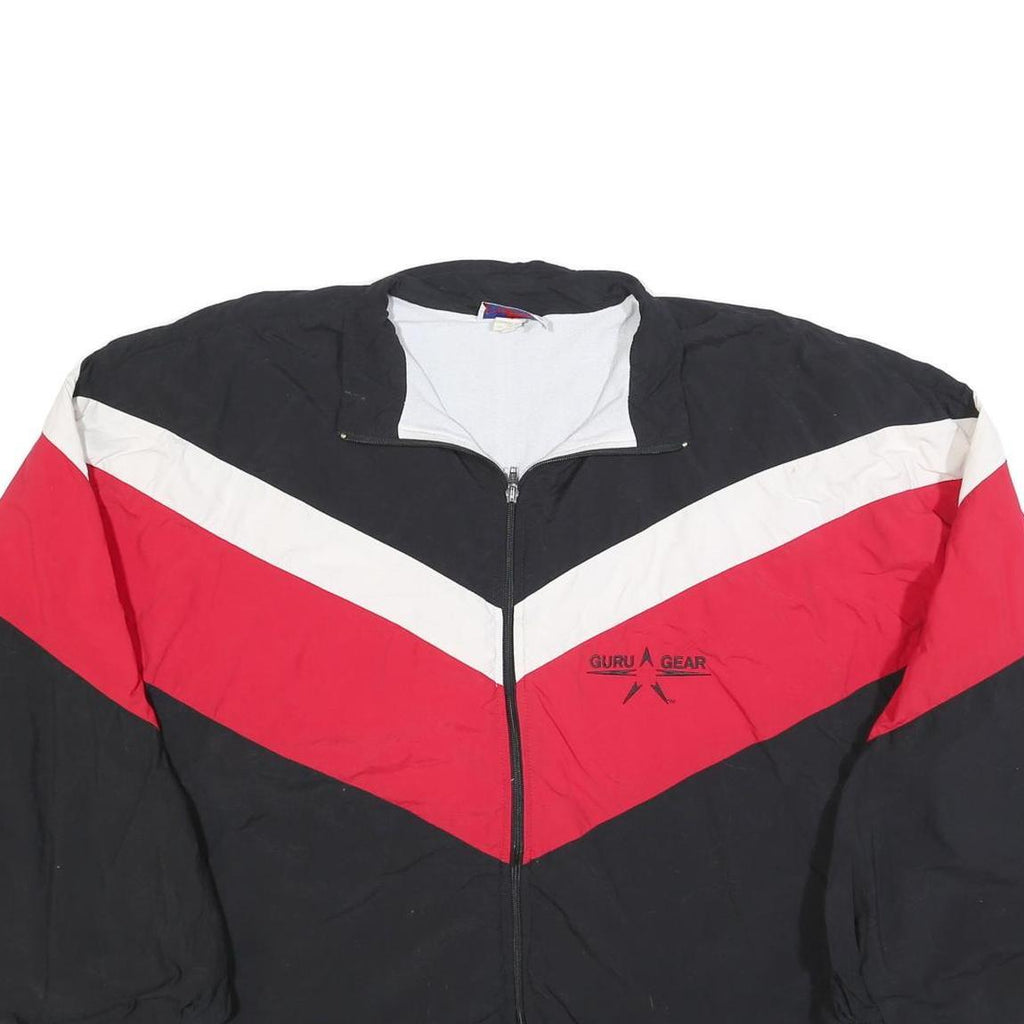 GURU GEAR Mens Black & Red Nylon Zip Jacket 2XL Casual Outerwear Sportswear