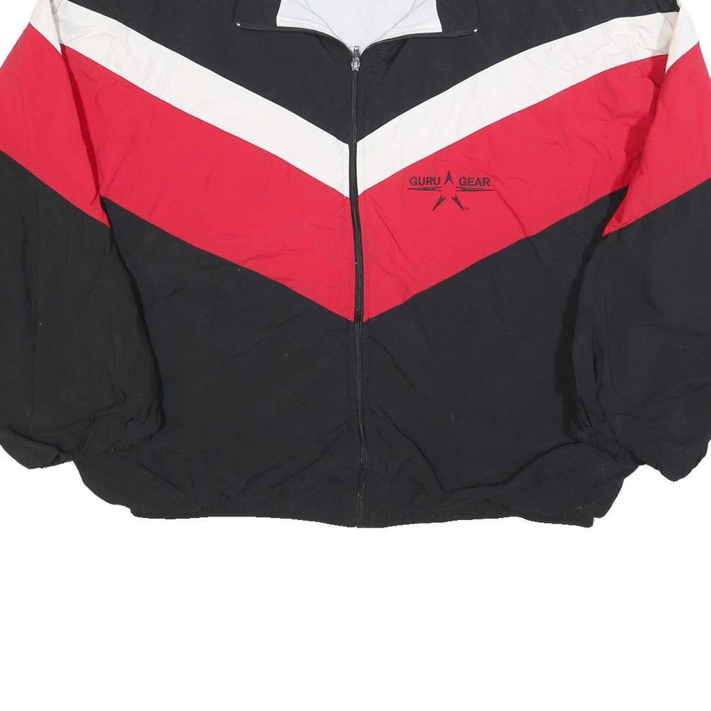 GURU GEAR Mens Black & Red Nylon Zip Jacket 2XL Casual Outerwear Sportswear