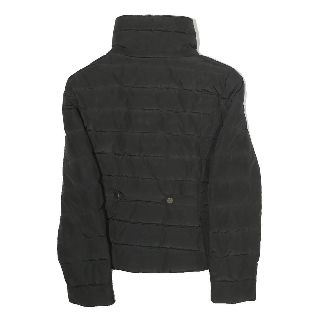 ZARA Womens Black Bomber Jacket S Polyester Zip Plain Lightweight Casual