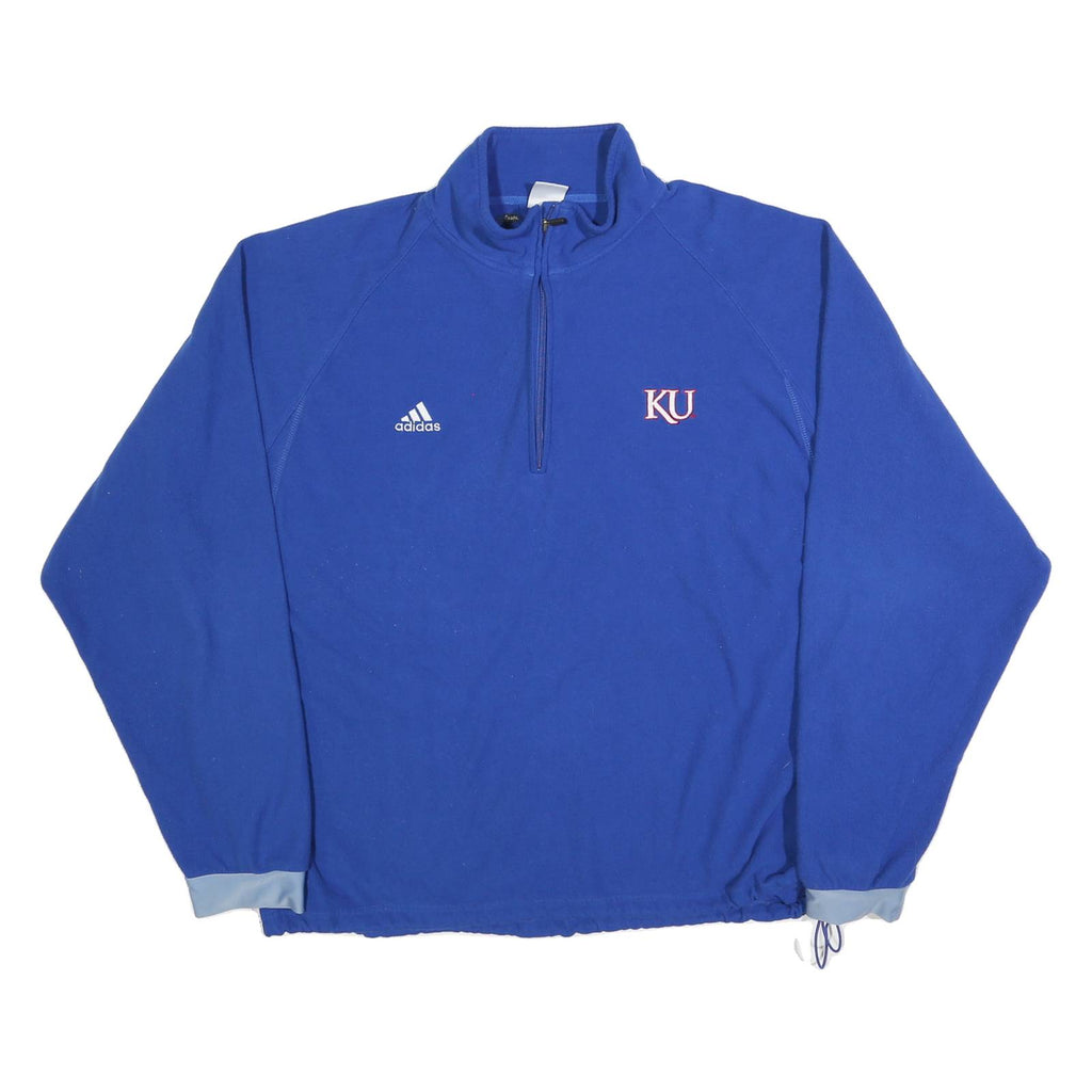 ADIDAS Mens Blue KU Patterned Pullover Jumper Crew Neck Polyester 2XL Sportswear