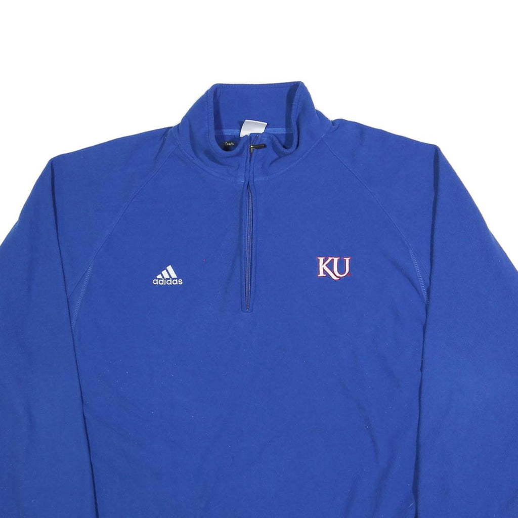 ADIDAS Mens Blue KU Patterned Pullover Jumper Crew Neck Polyester 2XL Sportswear