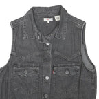 LEVI'S Womens Black Denim Sleeveless Button Jacket S Cotton Blend Classic