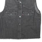 LEVI'S Womens Black Denim Sleeveless Button Jacket S Cotton Blend Classic