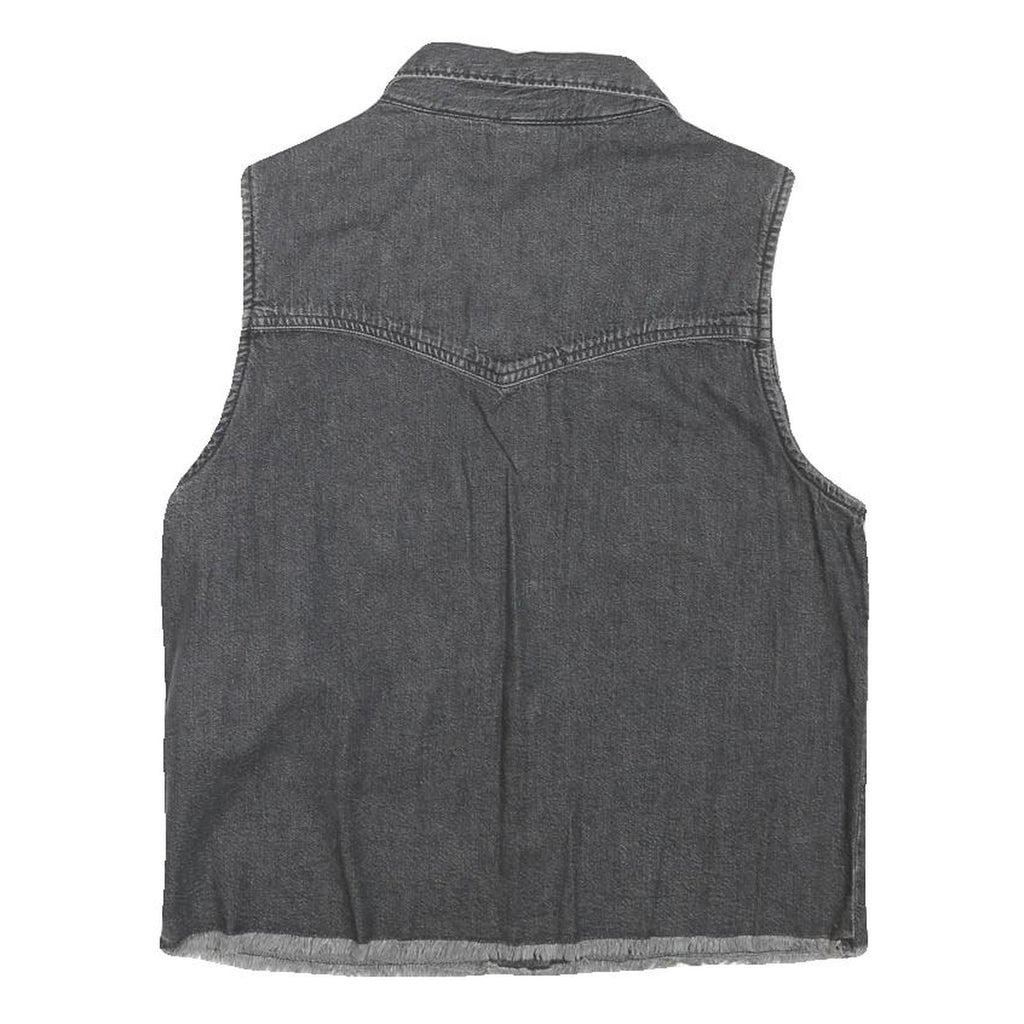 LEVI'S Womens Black Denim Sleeveless Button Jacket S Cotton Blend Classic