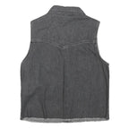 LEVI'S Womens Black Denim Sleeveless Button Jacket S Cotton Blend Classic