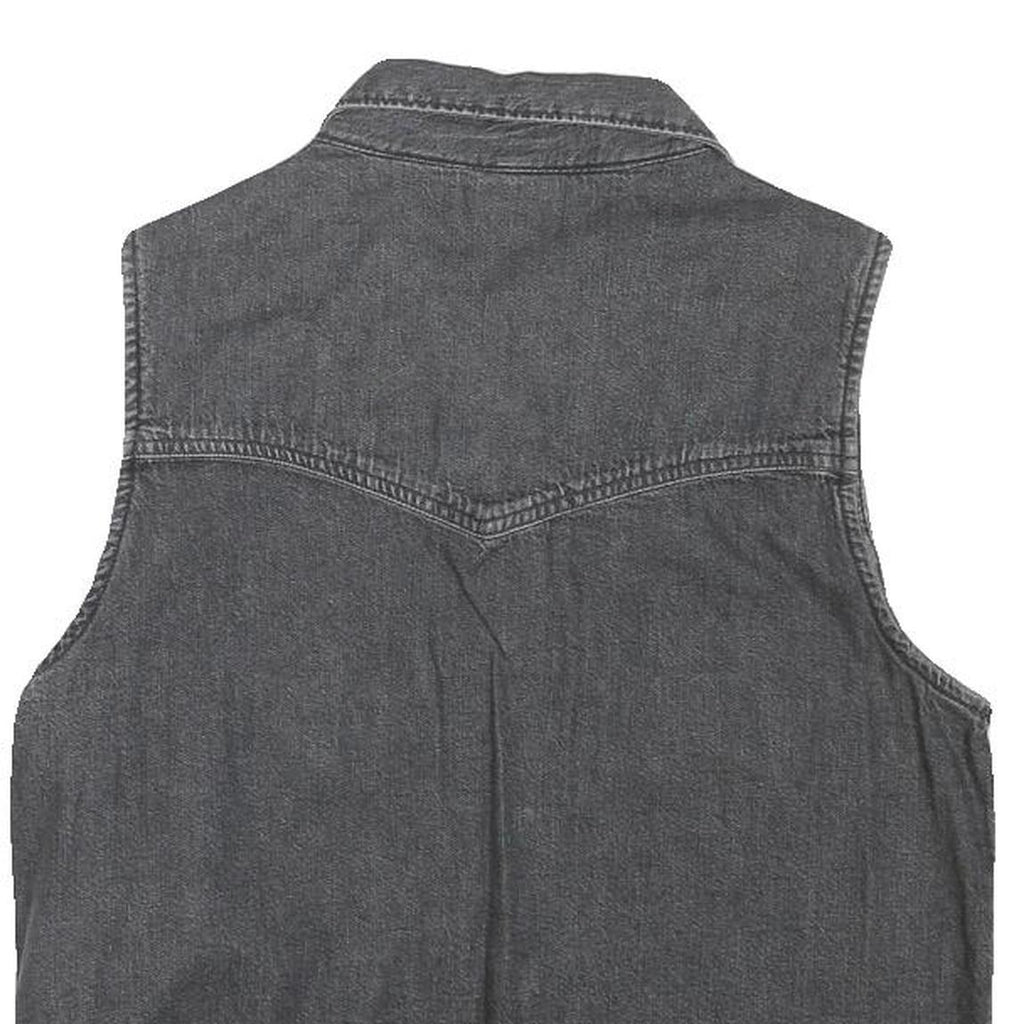 LEVI'S Womens Black Denim Sleeveless Button Jacket S Cotton Blend Classic