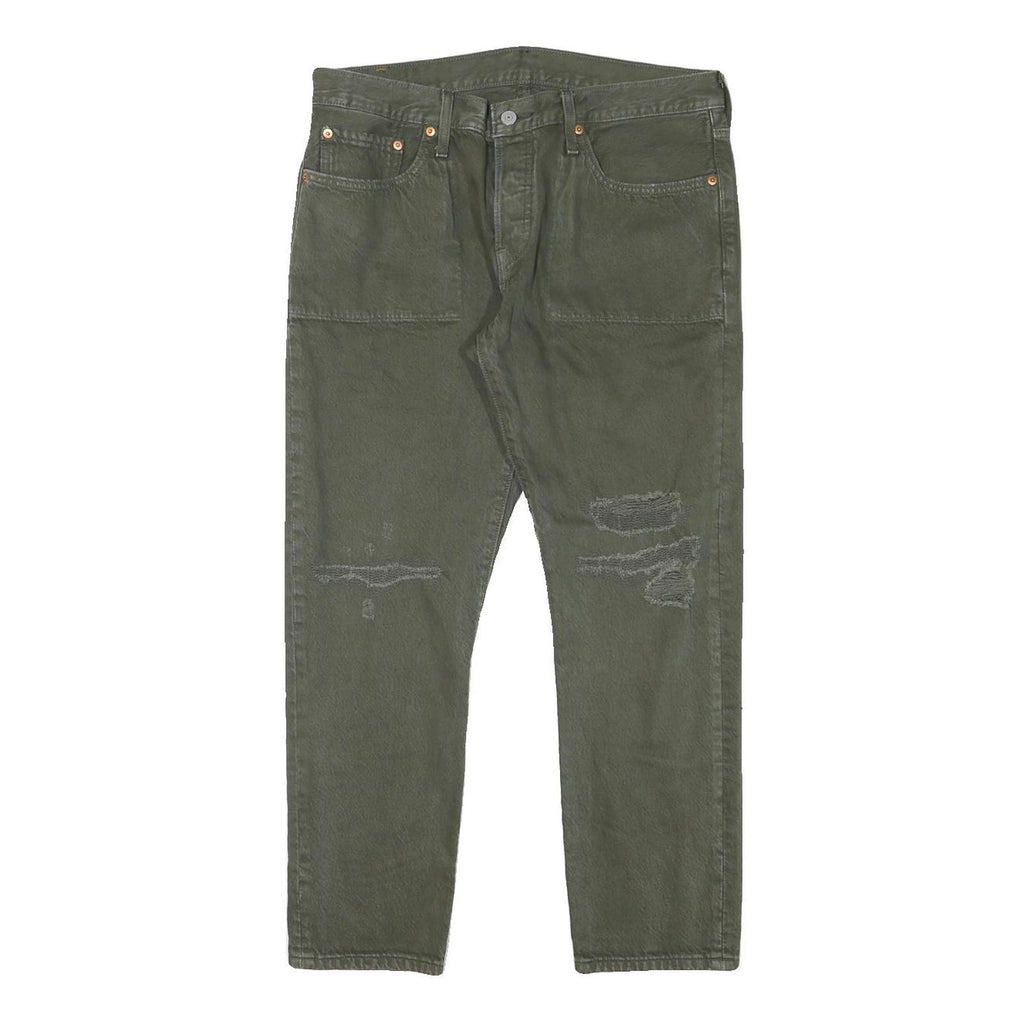 LEVI'S 501CT Womens Jeans Green Regular Straight Denim W31 L27 Button Closure