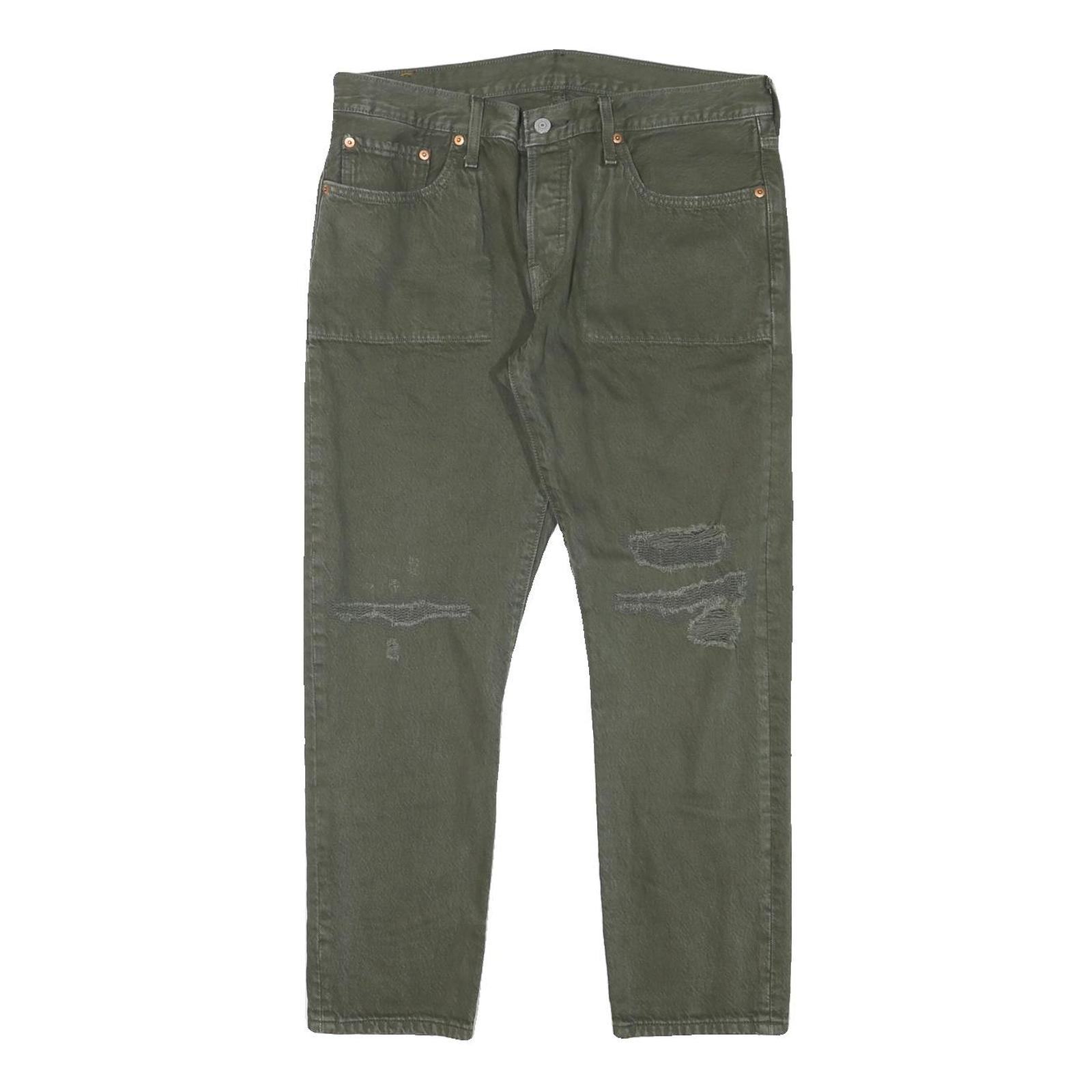 LEVI'S 501CT Womens Jeans Green Regular Straight Denim W31 L27 Button Closure